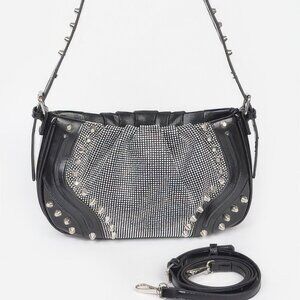 Hot Fix Stones Metal Stud Shoulder Bag